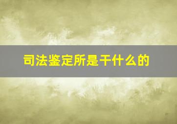 司法鉴定所是干什么的