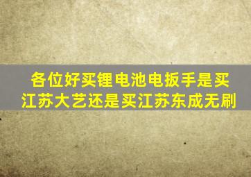 各位好,买锂电池,电扳手,是买江苏大艺,还是买江苏东成,无刷,