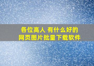 各位高人 有什么好的网页图片批量下载软件