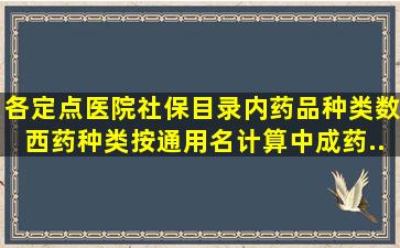 各定点医院社保目录内药品种类数(西药种类按通用名计算、中成药...