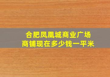 合肥凤凰城商业广场商铺现在多少钱一平米