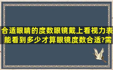 合适眼睛的度数眼镜戴上看视力表能看到多少才算眼镜度数合适?需要...