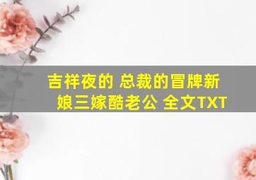 吉祥夜的 总裁的冒牌新娘(《三嫁酷老公》) 全文TXT