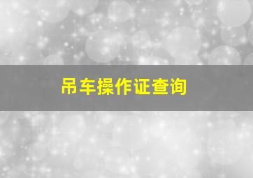 吊车操作证查询