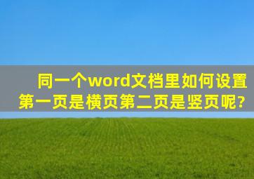 同一个word文档里,如何设置第一页是横页,第二页是竖页呢?