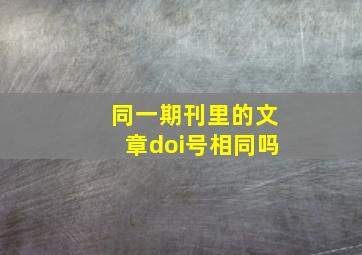 同一期刊里的文章doi号相同吗