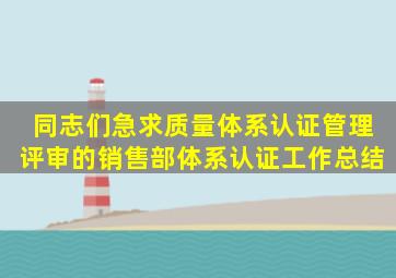 同志们,急求质量体系认证管理评审的销售部体系认证工作总结