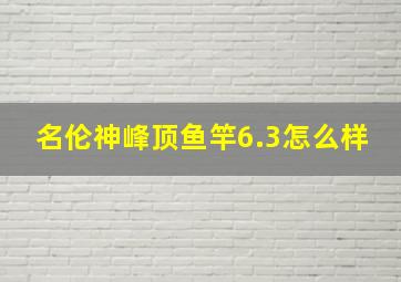 名伦神峰顶鱼竿6.3怎么样