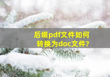 后缀pdf文件如何转换为doc文件?