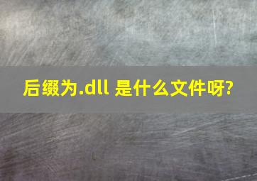 后缀为.dll 是什么文件呀?