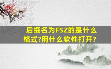 后缀名为FSZ的是什么格式?用什么软件打开?