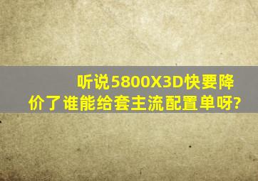 听说5800X3D快要降价了,谁能给套主流配置单呀?