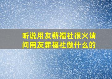 听说用友薪福社很火请问用友薪福社做什么的(