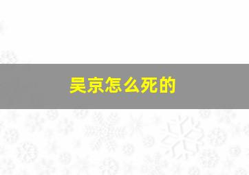 吴京怎么死的