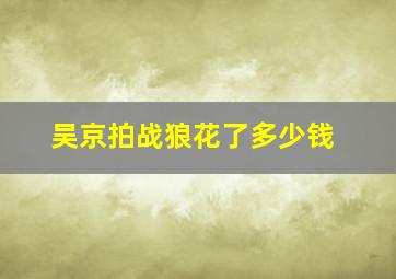 吴京拍战狼花了多少钱(