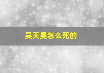 吴天昊怎么死的