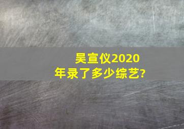 吴宣仪2020年录了多少综艺?