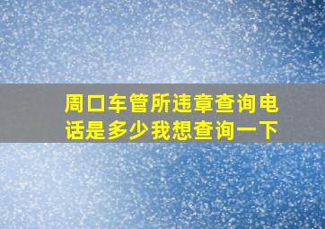 周口车管所违章查询电话是多少,我想查询一下