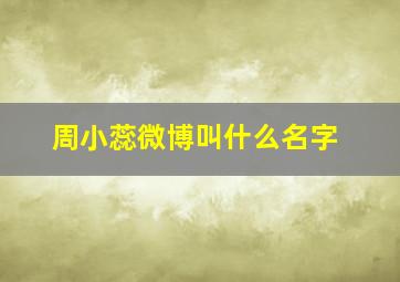 周小蕊微博叫什么名字