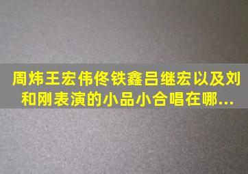 周炜,王宏伟、佟铁鑫、吕继宏以及刘和刚表演的小品《小合唱》,在哪...