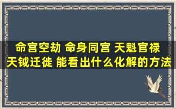 命宫空劫 命身同宫 天魁官禄 天钺迁徙 能看出什么化解的方法吗