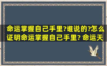 命运掌握自己手里?谁说的?怎么证明命运掌握自己手里? 命运天注定?...