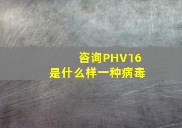 咨询PHV16是什么样一种病毒