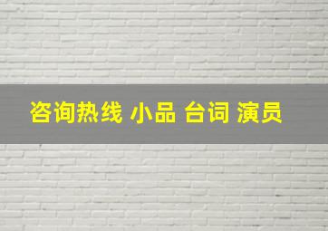 咨询热线 小品 台词 演员