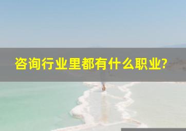 咨询行业里都有什么职业?