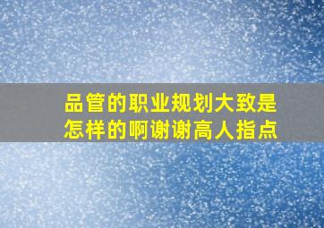 品管的职业规划大致是怎样的啊谢谢高人指点