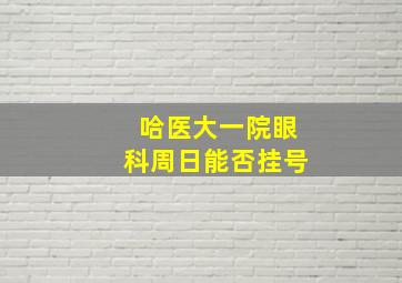 哈医大一院眼科周日能否挂号