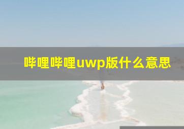 哔哩哔哩uwp版什么意思