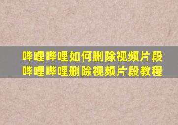 哔哩哔哩如何删除视频片段哔哩哔哩删除视频片段教程