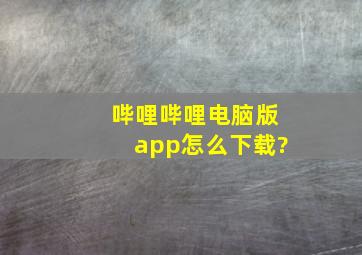 哔哩哔哩电脑版app怎么下载?