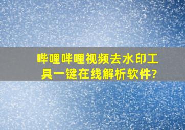 哔哩哔哩视频去水印工具,一键在线解析软件?