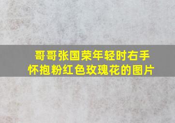 哥哥张国荣年轻时右手怀抱粉红色玫瑰花的图片