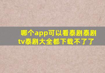 哪个app可以看泰剧泰剧tv泰剧大全都下载不了了(