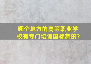 哪个地方的高等职业学校有专门培训国标舞的?