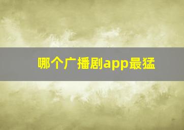 哪个广播剧app最猛(