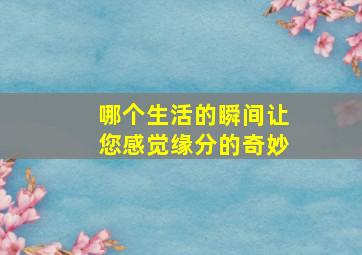 哪个生活的瞬间,让您感觉缘分的奇妙