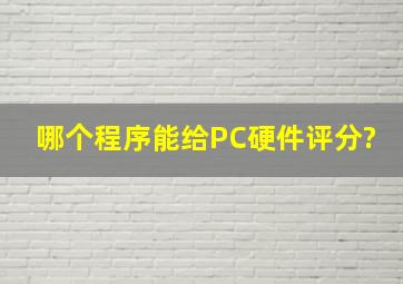 哪个程序能给PC硬件评分?