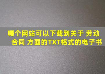 哪个网站可以下载到关于 劳动合同 方面的TXT格式的电子书