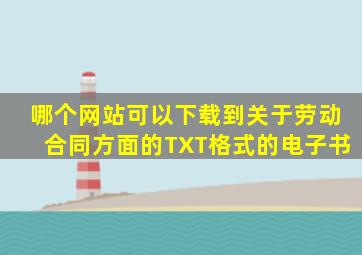 哪个网站可以下载到关于劳动合同方面的TXT格式的电子书