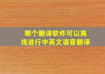 哪个翻译软件可以离线进行中英文语音翻译