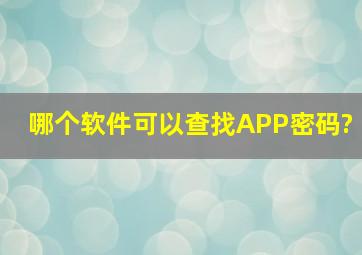 哪个软件可以查找APP密码?