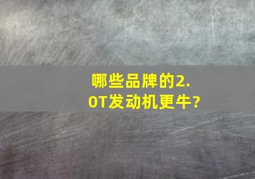 哪些品牌的2.0T发动机更牛?