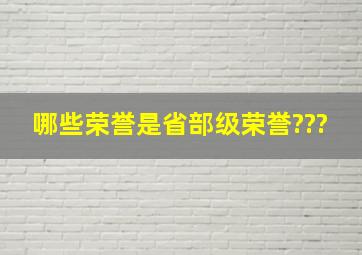 哪些荣誉是省部级荣誉???