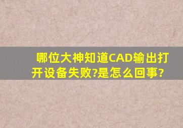 哪位大神知道CAD输出,打开设备失败?是怎么回事?