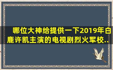 哪位大神给提供一下2019年白鹿、许凯主演的电视剧《烈火军校》...