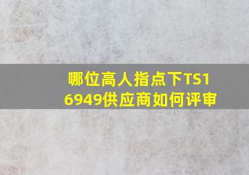 哪位高人指点下TS16949供应商如何评审(